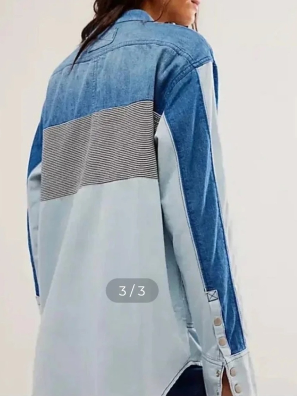 Free People Motto Color Block Shirt Blue Combo Size S NWT - Picture 5 of 9